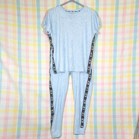 Y2k JUICY COUTURE icy blue track suit lounge set velour terrycloth sport stripe - Picture 2 of 9